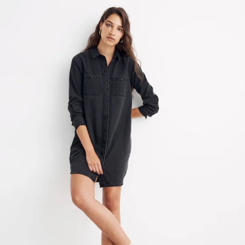 Madewell Black Denim ShirtDress Size Medium